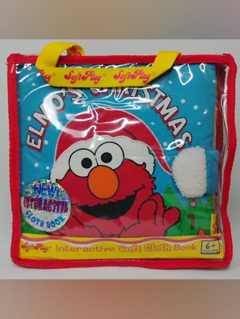 Vintage 2000 Soft Play Sesame Street Elmo's Christmas Interactive Cloth Book Y2K